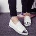 Women Ladies Flats Vintage PU Leather Loafers Pointed Toe Silver Metal Design