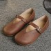 Women Flat Leather Shoes Round Toe Casual Outdoor Soft Loafers