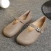 Women Flat Leather Shoes Round Toe Casual Outdoor Soft Loafers