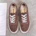 Leopard Grain Lace Up Pattern Flats Loafers Shoes