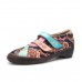 Genuine Leather Retro Jacquard Hook Loop Casual Flats