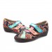 Genuine Leather Retro Jacquard Hook Loop Casual Flats