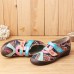 Genuine Leather Retro Jacquard Hook Loop Casual Flats