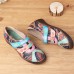 Genuine Leather Retro Jacquard Hook Loop Casual Flats