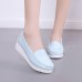 Women Shoes Wedges Pure Color Casual Loafers