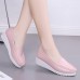 Women Shoes Wedges Pure Color Casual Loafers