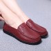 Women Casual Leather Shoes Soft Outdoor Slip On Flat Loafers Shoes