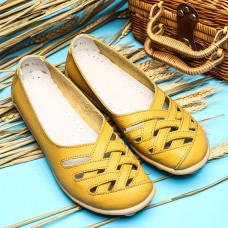 Large Size Hollow Out Leather Loafers Moccasin Casual Flats