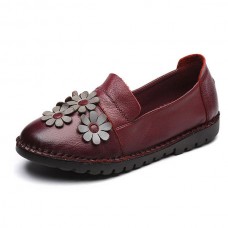 Genuine Leather Casual Slip On Flat Loafers For Women