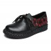 Genuine Leather Lace Up Soft Sole Flowers Flat Loafers