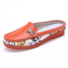 Women Flats Shoes Comfortable Slip On Casual Leather Flat Loafers Sandal Slipper Shoes