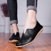 Large Size Women Pure Color Hollow Out Flats Loafers