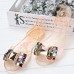 Women Summer Chic Beach Sandals Peep Toe Flat Rhinestone Shoes