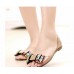 Women Summer Chic Beach Sandals Peep Toe Flat Rhinestone Shoes