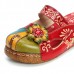 SOCOFY Vintage Colorful Leather Hollow Out Backless Flower Shoes