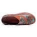 SOCOFY Round Toe Splicing Printing Pattern Genuine Leather Flats Shoes