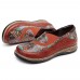 SOCOFY Round Toe Splicing Printing Pattern Genuine Leather Flats Shoes