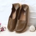 Soft Leather Round Toe Comfy Flats For Women