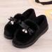 Women Casual Keep Warm Fluffy Butterfly Knot Flat Loafers