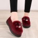 Women Casual Keep Warm Fluffy Butterfly Knot Flat Loafers