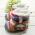 Baby Girls Toddler Velvet  Rainbow Soft Sole Boots Shoes