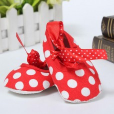 Newborn Girl Baby Infant Toddler Bow Dot Crib Pram Soft Sole Shoes