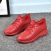 Red Color Comfy Lace Up Sneakers Casual Shoes