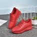 Red Color Comfy Lace Up Sneakers Casual Shoes