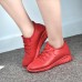 Red Color Comfy Lace Up Sneakers Casual Shoes