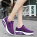 Women Breathable Platform Rocker Sole Mesh Lace Up Trainers