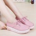 Lace Up Platform Heels Sneakers Round Toe Soft Sole Shoes