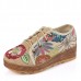 Embroidered Flower Platform Lace Up Folkways Casual Shoes