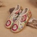 Embroidered Flower Platform Lace Up Folkways Casual Shoes