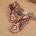 Embroidered Flower Platform Lace Up Folkways Casual Shoes