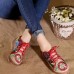 Embroidered Flower Platform Lace Up Folkways Casual Shoes