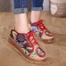 Embroidered Flower Platform Lace Up Folkways Casual Shoes