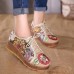 Embroidered Flower Platform Lace Up Folkways Casual Shoes