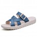 Bandage Buckle Slip On Wedge Sandals Soft Leather Slip On Beach Slipper Sandals