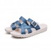 Bandage Buckle Slip On Wedge Sandals Soft Leather Slip On Beach Slipper Sandals