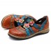 SOCOFY Hook Loop Genuine Leather Pattern Flat Sandals