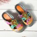 SOCOFY Printing Hollow Out Hook Loop Casual Comfy Leather Sandals