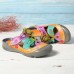 SOCOFY Printing Hollow Out Hook Loop Casual Comfy Leather Sandals