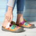 SOCOFY Printing Hollow Out Hook Loop Casual Comfy Leather Sandals