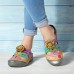 SOCOFY Printing Hollow Out Hook Loop Casual Comfy Leather Sandals