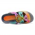 SOCOFY Printing Hollow Out Hook Loop Casual Comfy Leather Sandals