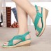 Genuine Leather Hollow Out Shoe Casual Comfy Wedge Sandals