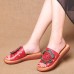 Genuine Leather Hollow Floral Casual Soft Sandals For Women