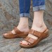 LOSTISY Large Size Casual Comfy Slippers Hook Loop Wedge Sandals