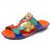 SOCOFY Handmade Flowers Comfy Leather Flat Sandals