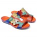 SOCOFY Handmade Flowers Comfy Leather Flat Sandals